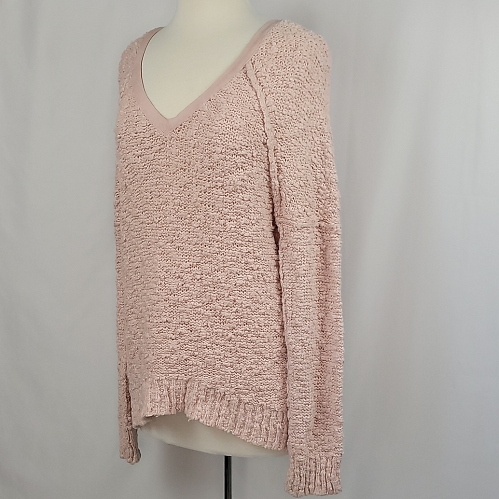 Free People Songbird Popcorn Sweater Pink Size Small